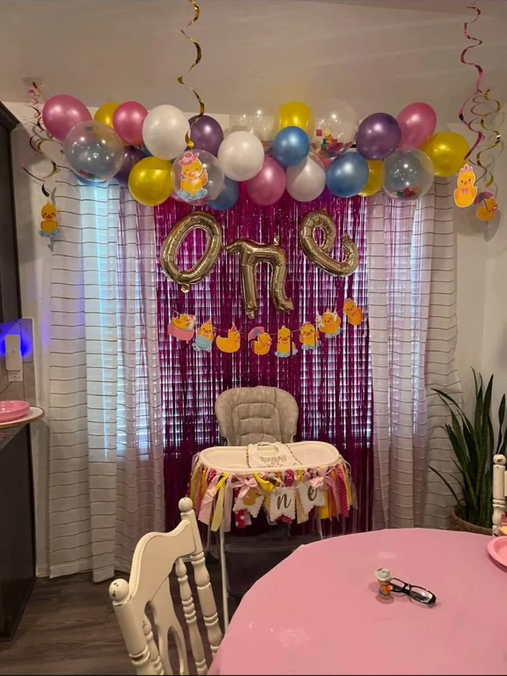 Pink and Yellow Duckling Party decor
